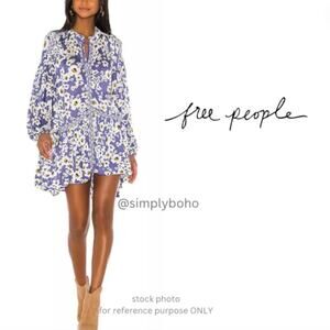 FREE PEOPLE 'LOVE LETTER TUNIC' top tunic mini dress Lilac blue MEDIUM OB1005817